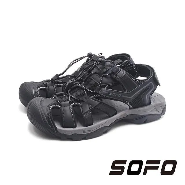 SOFO(男)水陸溯溪魔鬼氈運動休閒護趾涼鞋 男鞋-黑 歷史價格詳細信息