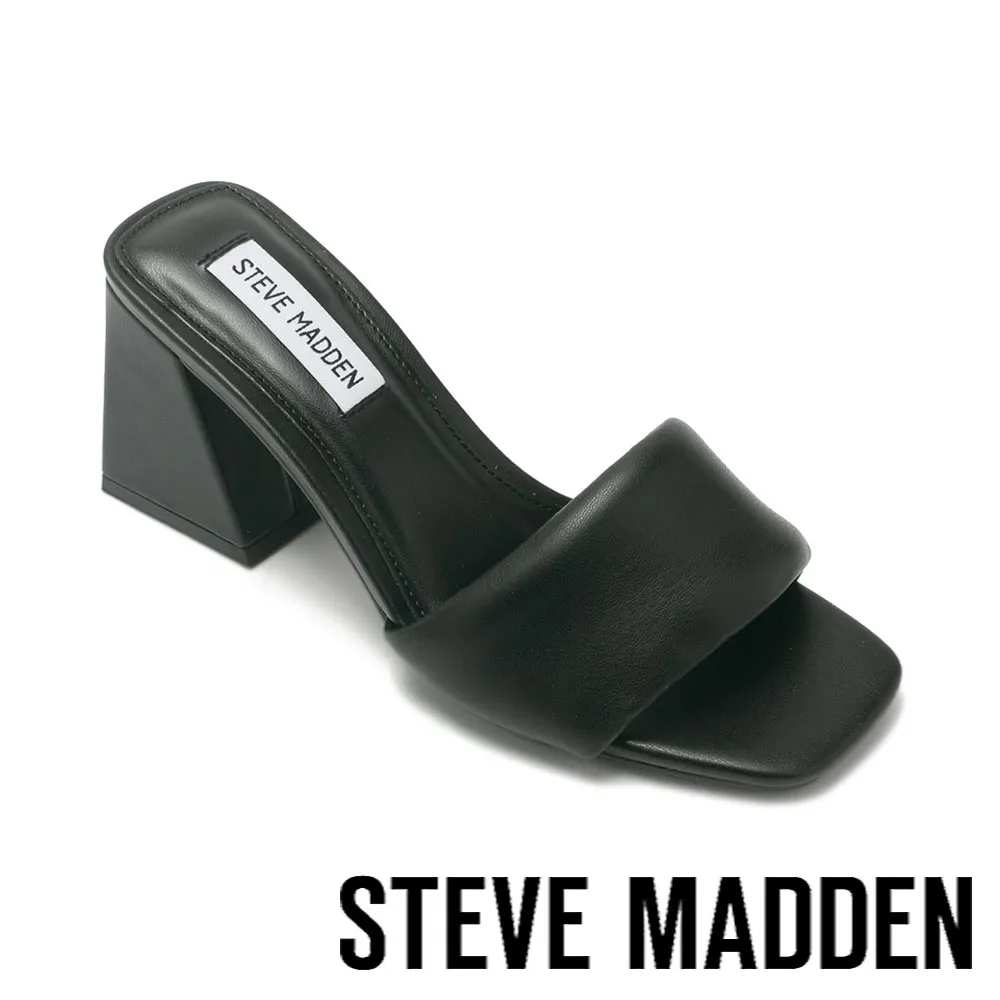 STEVE MADDEN-GLORY BE 素面方頭粗跟涼拖鞋-杏色 歷史價格詳細信息