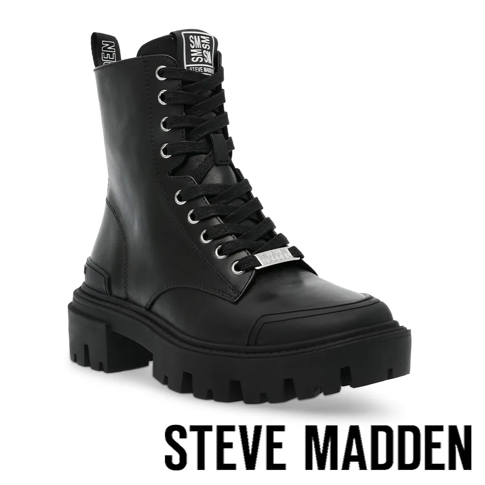 【STEVE MADDEN】AMPLIFIER 真皮拼接拉鍊中筒靴(黑色) 歷史價格詳細信息