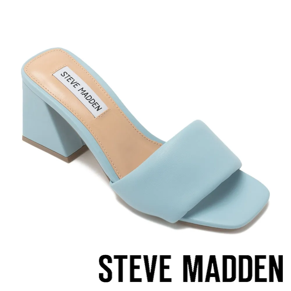 STEVE MADDEN-GLORY BE 素面方頭粗跟涼拖鞋-杏色 歷史價格詳細信息