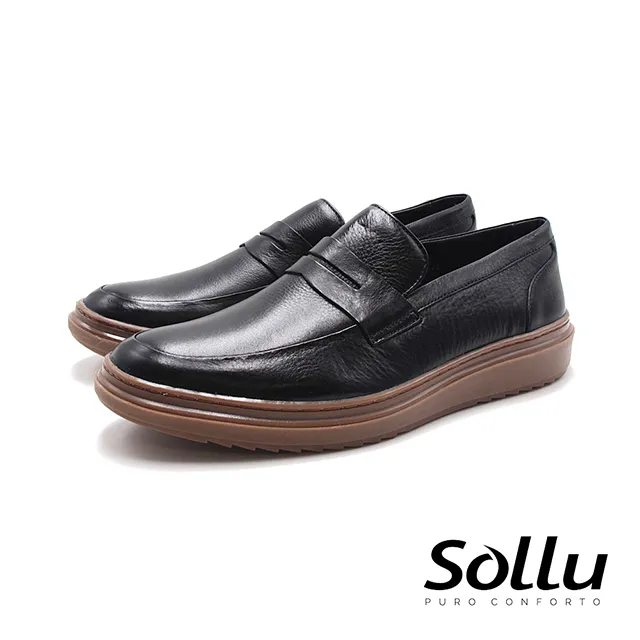 Sollu 巴西專櫃dress casual牛皮光感樂福皮鞋 男鞋-黑 歷史價格詳細信息