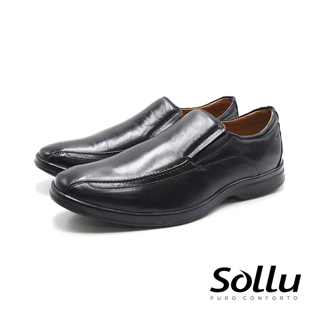 Sollu 巴西專櫃logo壓印雙線直套皮鞋 男鞋-黑 歷史價格詳細信息