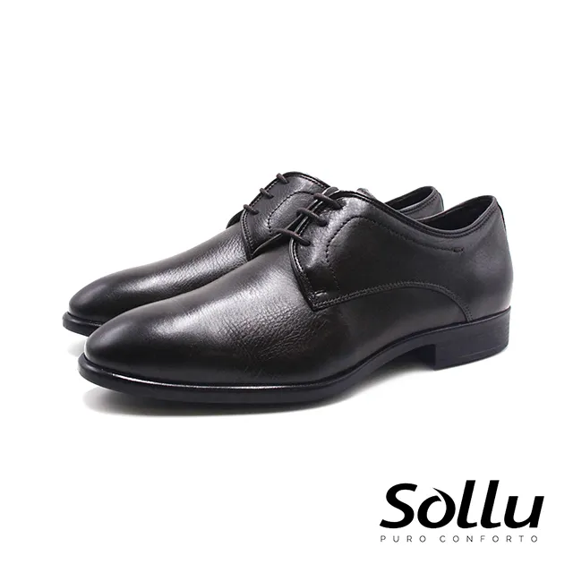 Sollu 巴西專櫃3孔經典素面綁帶皮鞋-黑 歷史價格詳細信息
