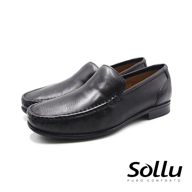 Sollu 巴西專櫃 真皮車縫軟彈力樂福低跟皮鞋-黑 歷史價格詳細信息