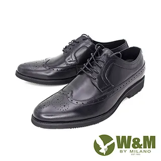 W&M 真皮雕花綁帶休閒男鞋 皮鞋-黑 歷史價格詳細信息