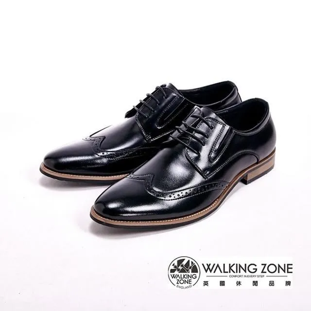 WALKING ZONE 工藝車縫木頭跟綁帶男皮鞋-黑(另有棕) 歷史價格詳細信息