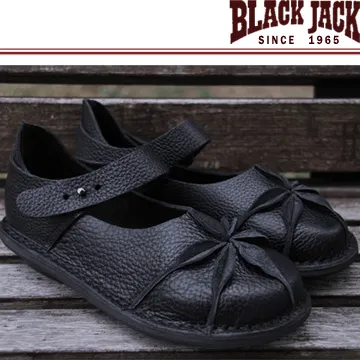 【BLACK JACK 黑傑克足跡舒適鞋】 COW打包青春花樣蝴蝶結氣墊鞋  黑色小羊皮 歷史價格詳細信息