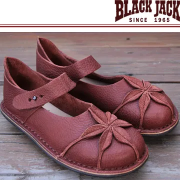 【BLACK JACK 黑傑克足跡舒適鞋】 COW打包青春花樣蝴蝶結氣墊鞋  黑色小羊皮 歷史價格詳細信息