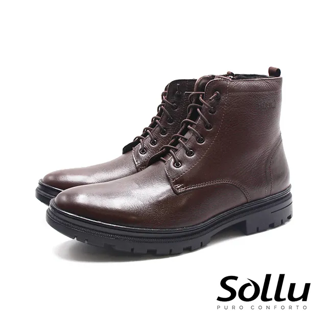Sollu 巴西專櫃 吸震減壓真皮拉鍊短靴 男鞋-黑 歷史價格詳細信息