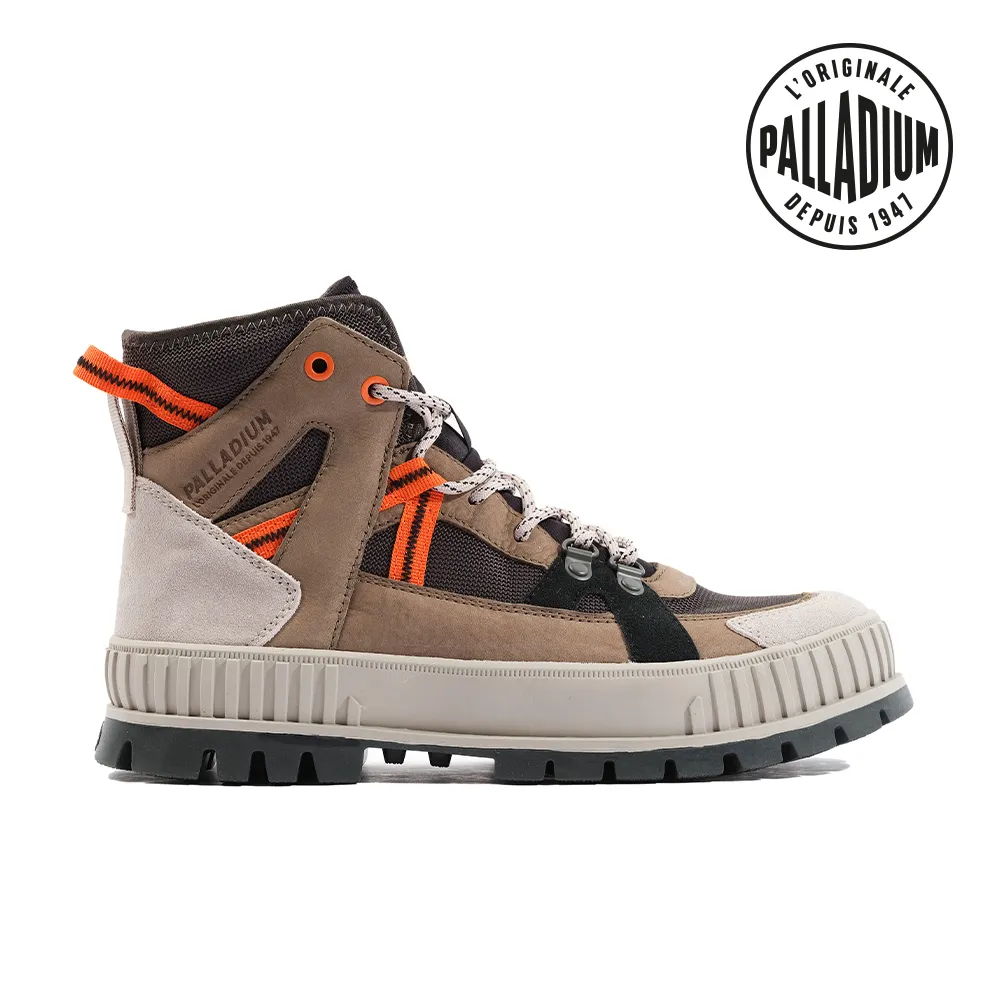 PALLADIUM PALLASHOCK OUTCITY厚底拼接皮革巧克力鞋-男-黑 歷史價格詳細信息