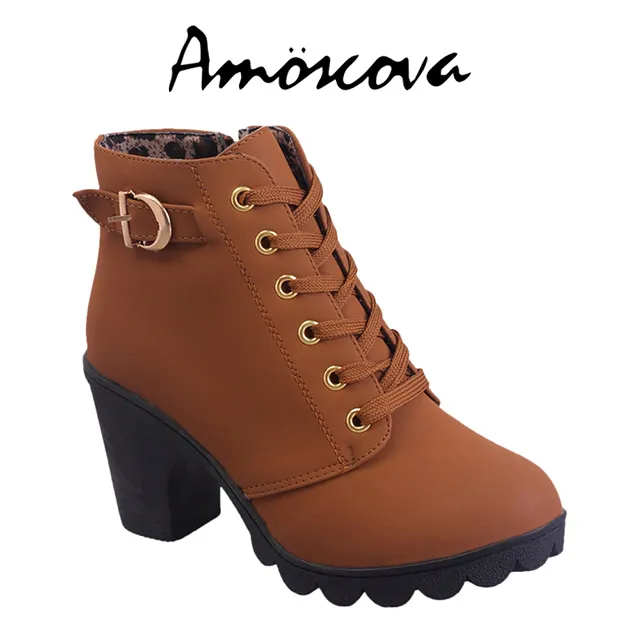 【Amoscova】(棕色)真皮女靴 頭層牛皮馬汀靴 復古英倫風短靴 氣質百搭 女鞋(1701) 歷史價格詳細信息