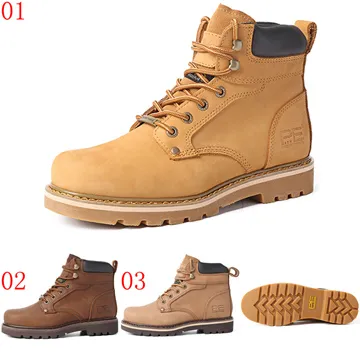 女鞋 大黃靴真皮搭配褲子踢不爛頭層牛皮露營靴厚底內增高馬丁靴女短靴 歷史價格詳細信息