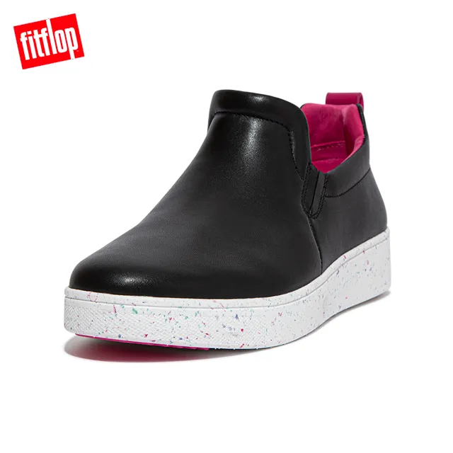 【FitFlop】RALLY LEATHER SLIP-ON TRAINERS 易穿脫時尚休閒鞋-女(靚黑色) 歷史價格詳細信息