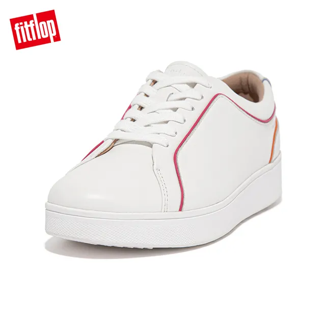 【FitFlop】RALLY PIPING LEATHER TRAINERS 運動風滾邊設計休閒鞋-女(柔和灰) 歷史價格詳細信息