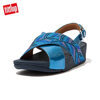 【FitFlop】LULU CRYSTAL FEATHER BACK-STRAP SANDALS 閃耀多色水鑽後帶涼鞋-女(海洋藍) 歷史價格詳細信息