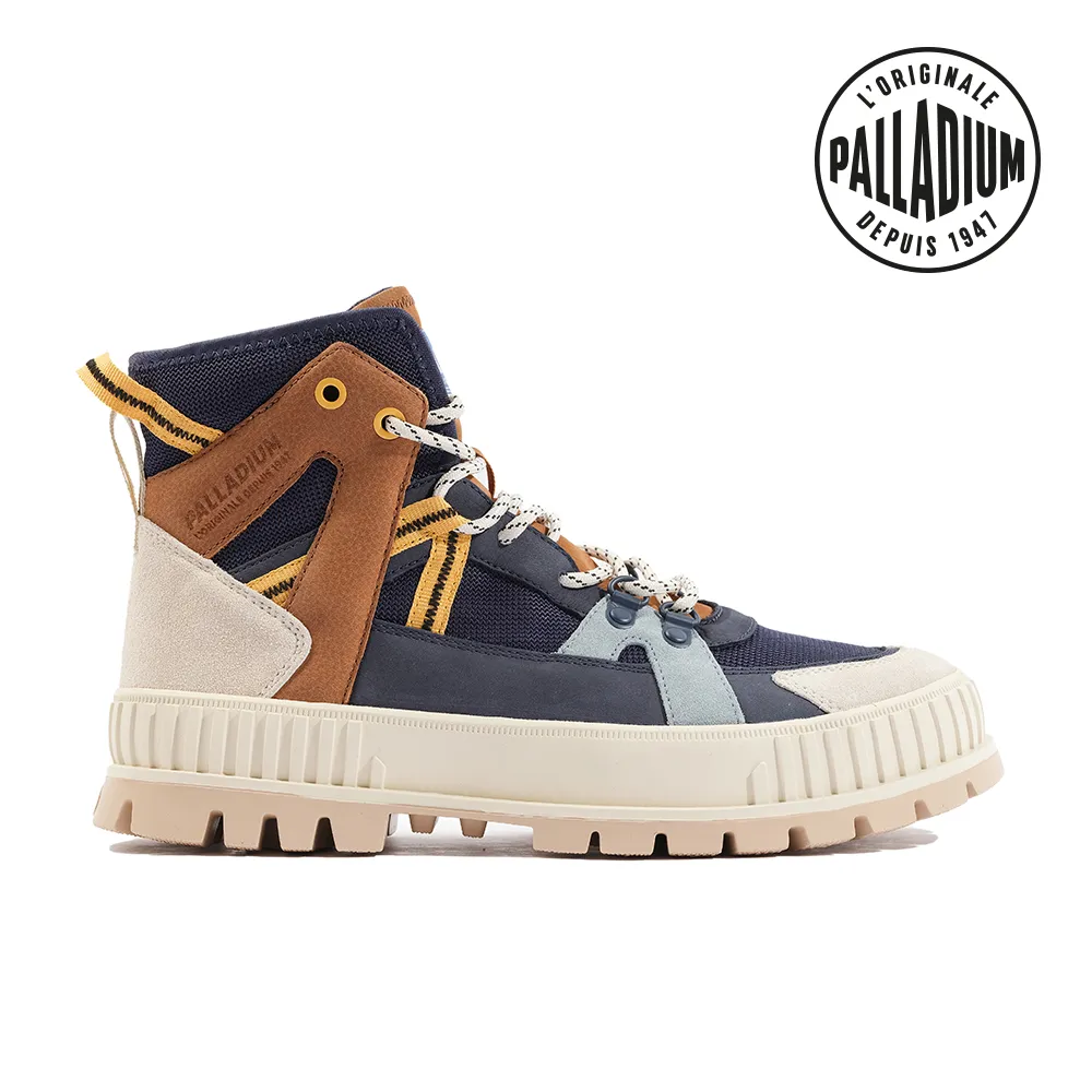 PALLADIUM PALLASHOCK OUTCITY厚底拼接皮革巧克力鞋-男-黑 歷史價格詳細信息