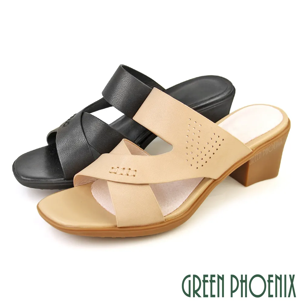 【GREEN PHOENIX 波兒德】女 拖鞋 方頭 粗跟 高跟 全真皮 小羊皮U11-29296 歷史價格詳細信息