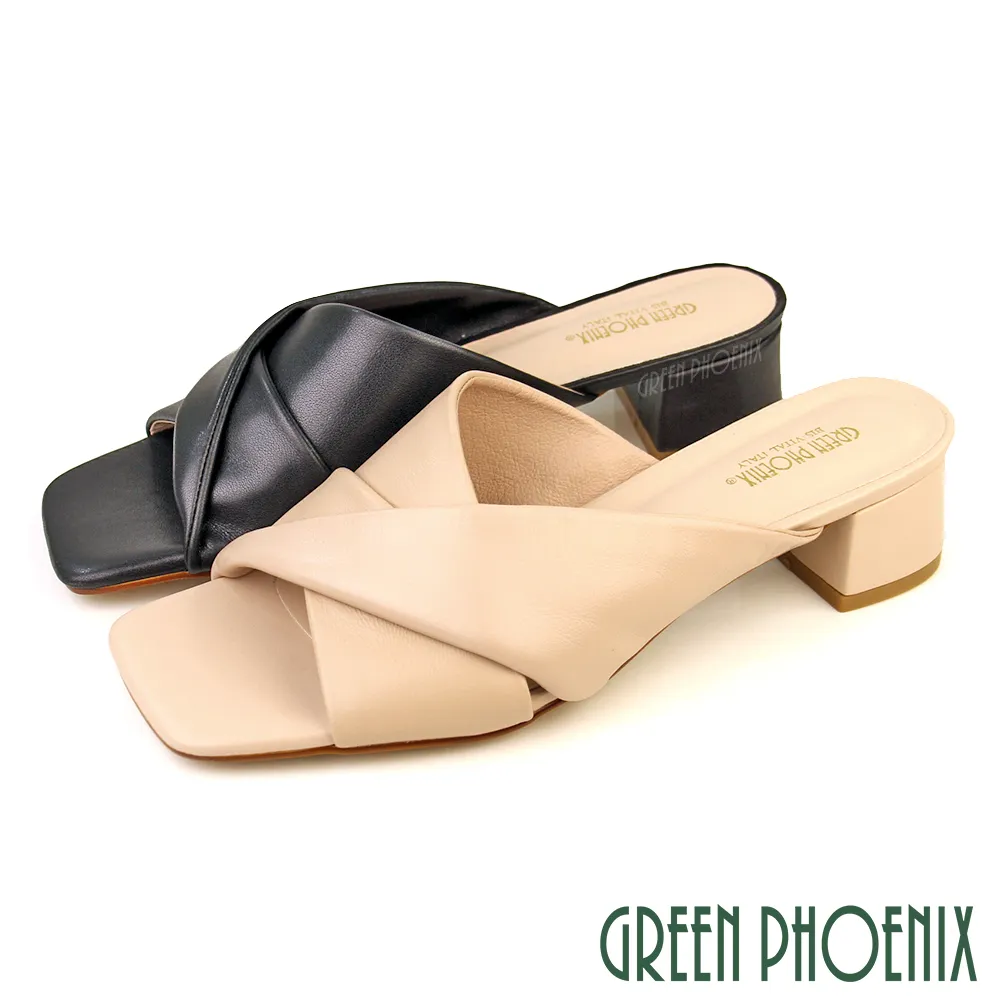 【GREEN PHOENIX 波兒德】女 拖鞋 方頭 粗跟 高跟 全真皮 小羊皮U11-29296 歷史價格詳細信息