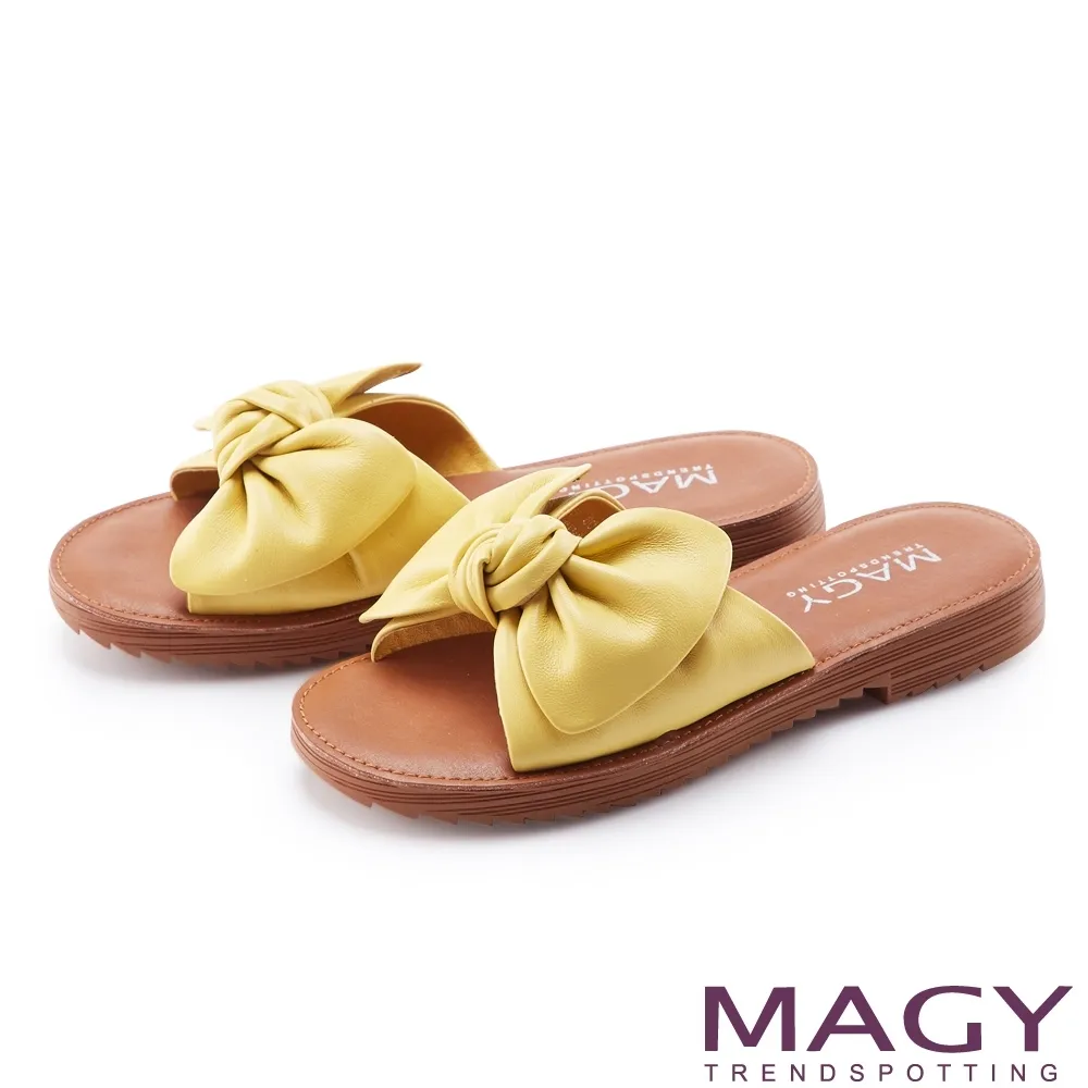 【MAGY】大蝴蝶結造型真皮平底 女 拖鞋(粉色) 歷史價格詳細信息