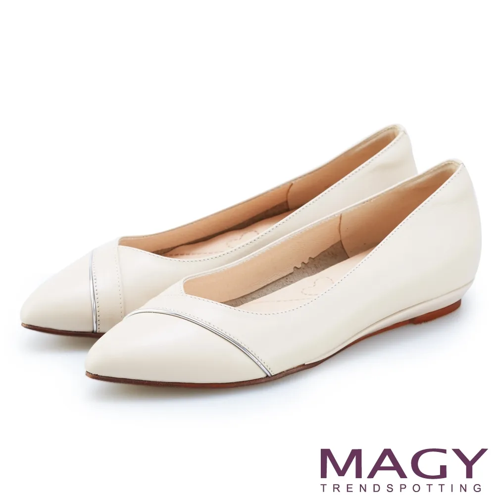 MAGY 親膚舒適尖頭真皮 女 平底鞋 壓紋藍 歷史價格詳細信息