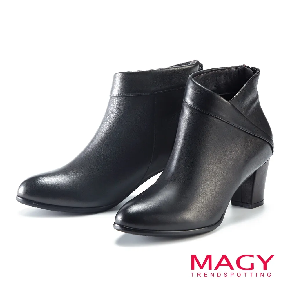 【MAGY】俐落剪裁真皮粗高跟 女 短靴(棕色) 歷史價格詳細信息