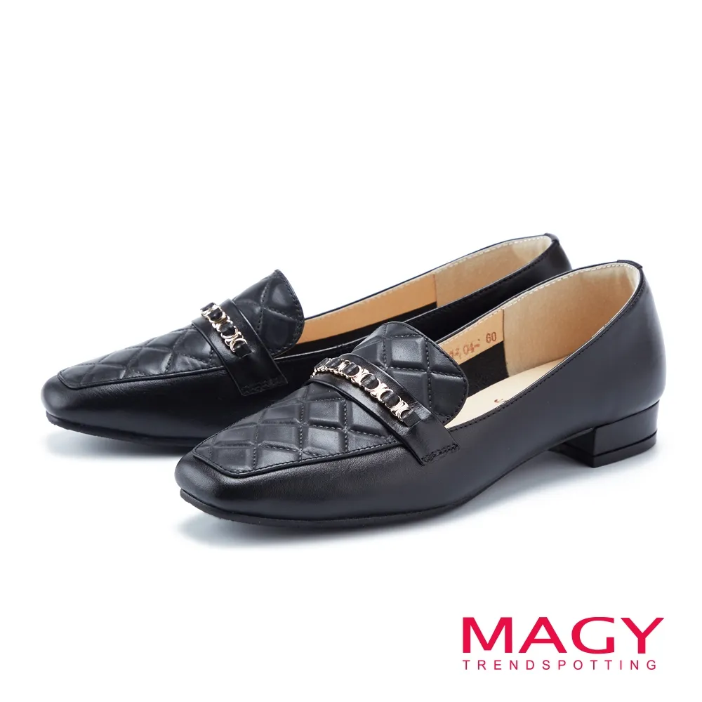 【MAGY】菱格紋縫線真皮休閒 女黑色 平底鞋(裸色) 歷史價格詳細信息