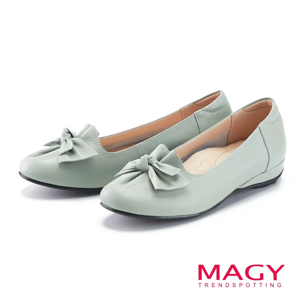 MAGY 扭結蝴蝶結抓皺真皮低跟鞋 淺綠 價格比較,價格查詢,歷史價格詳細信息