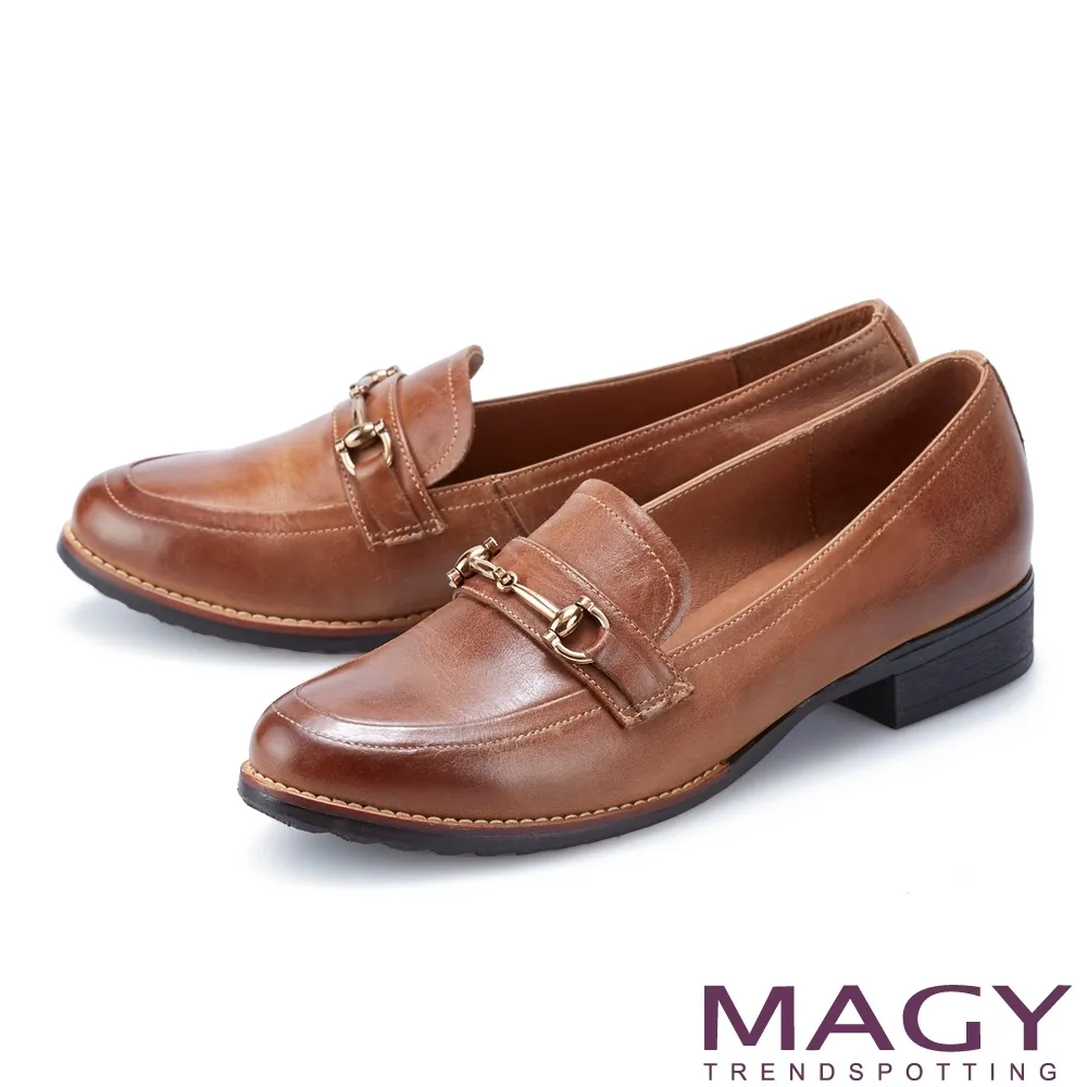 MAGY 蠟感馬銜釦真皮樂福低跟鞋 棕色 價格比較,價格查詢,歷史價格詳細信息