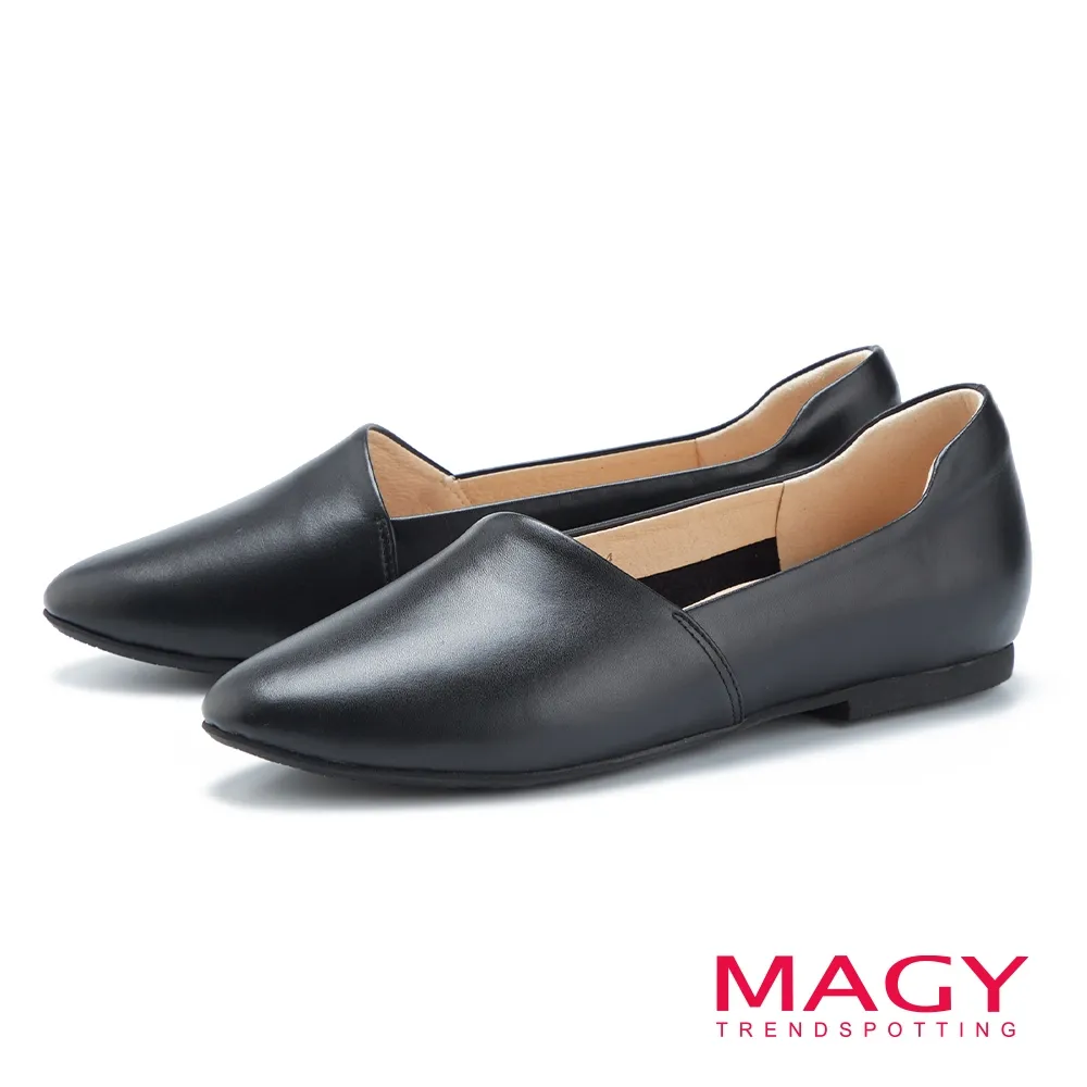 MAGY 樂活真皮素面平底鞋 黑色 歷史價格詳細信息