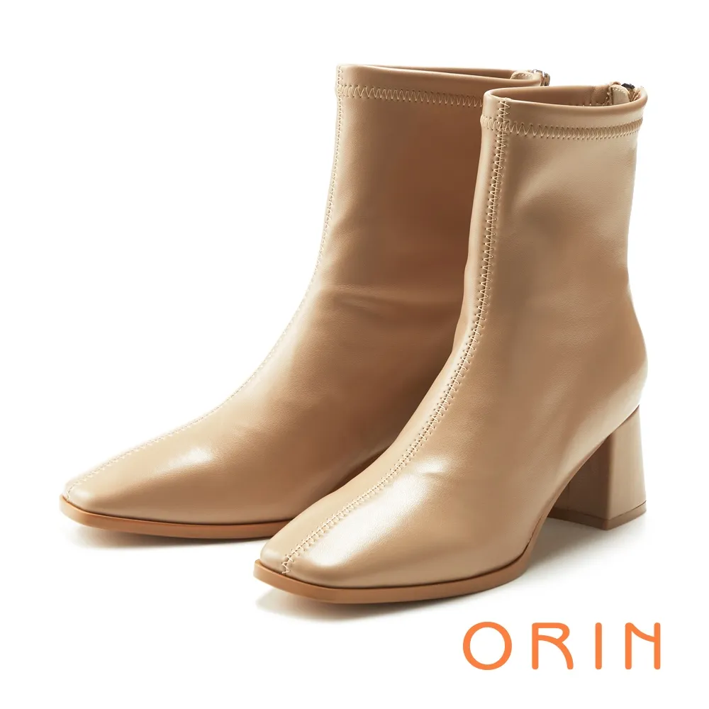 【ORIN】質感素面牛皮粗跟短靴(黑色) 歷史價格詳細信息