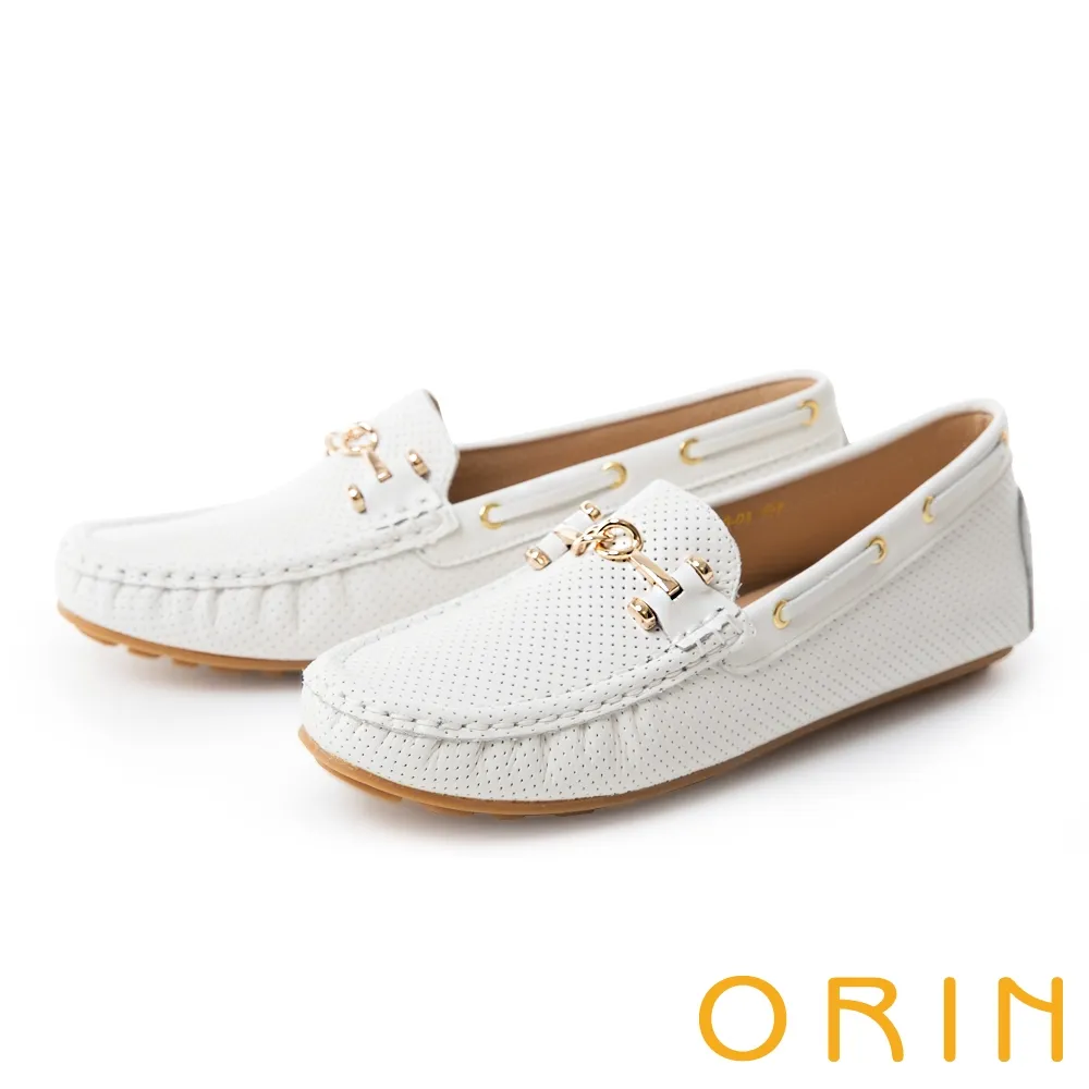 ORIN 金屬飾釦真皮鬆緊帶尖頭平底鞋 黑色 歷史價格詳細信息