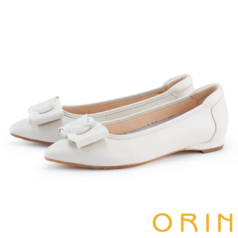 ORIN 鑽飾滾邊真皮免綁帶厚底休閒鞋 白色 歷史價格詳細信息