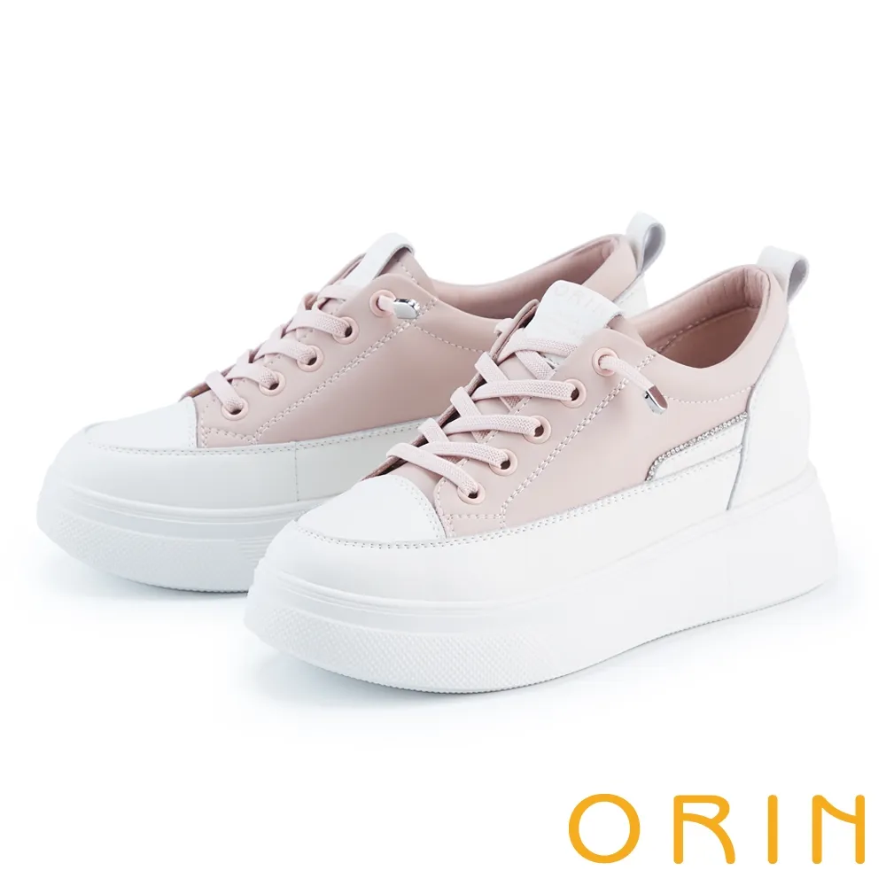 【ORIN】牛皮免綁帶厚底內增高 女 休閒鞋(黑色) 歷史價格詳細信息