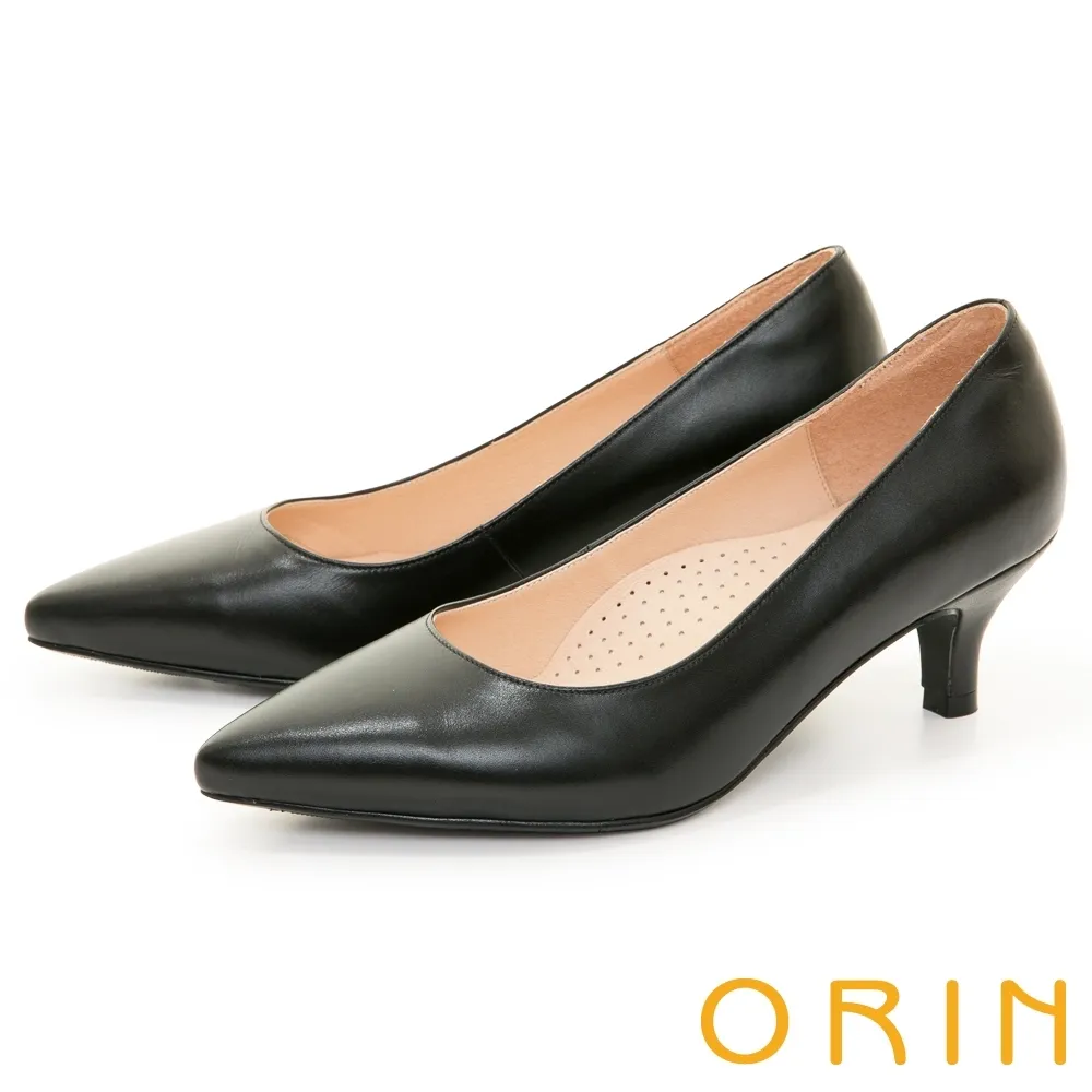 【ORIN】真皮素面低跟德比鞋(黑色) 歷史價格詳細信息