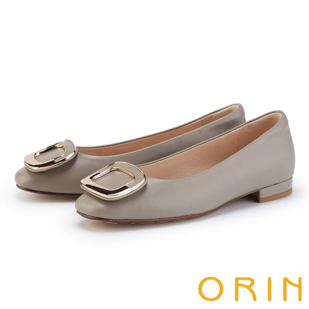 ORIN 金屬方框飾釦羊皮尖頭中跟鞋 黑色 歷史價格詳細信息