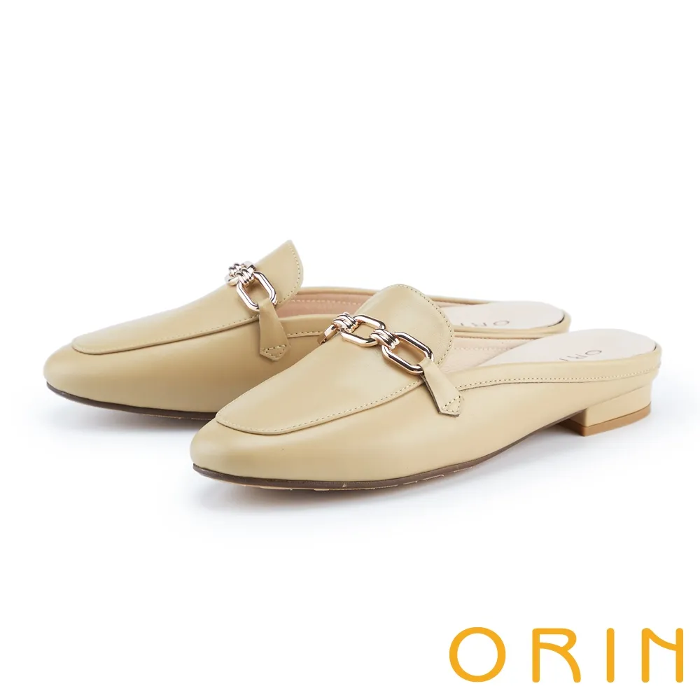 【ORIN】造型金屬鍊真皮尖頭 女 高跟鞋(藕色) 歷史價格詳細信息