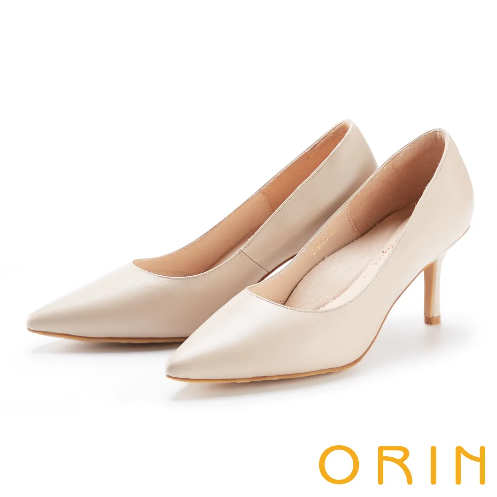 【ORIN】典雅金屬方釦真皮平底鞋(米色) 歷史價格詳細信息