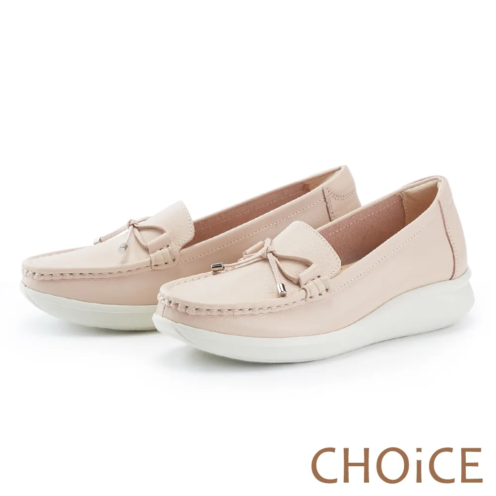 【CHOiCE】流線綁帶真皮平底休閒鞋(白滾藍邊) 歷史價格詳細信息