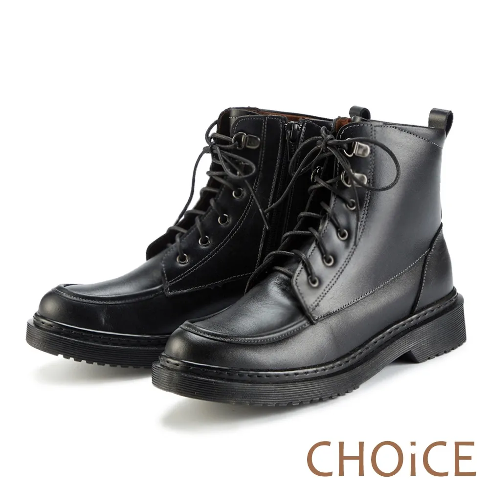 【CHOiCE】消光牛皮綁帶帥氣短靴(黑色) 歷史價格詳細信息