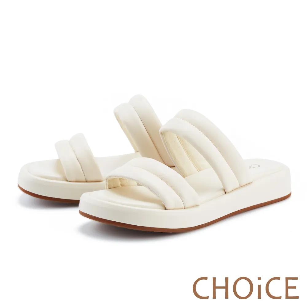 【CHOiCE】二字造型真皮厚底 女 拖鞋(白色) 歷史價格詳細信息