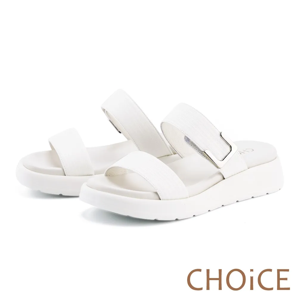 【CHOiCE】二字造型真皮厚底 女 拖鞋(白色) 歷史價格詳細信息