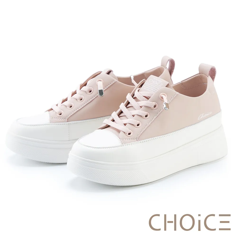 【CHOiCE】真皮免綁帶厚底兩穿休閒鞋(米白) 歷史價格詳細信息