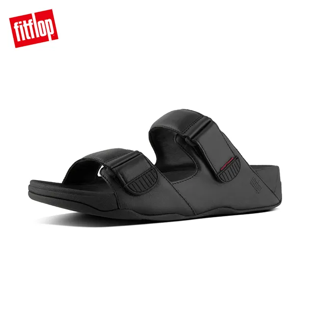 【FitFlop】GOGH MOC SLIDE IN LEATHER可調式皮革雙帶涼鞋-男(深褐色) 歷史價格詳細信息