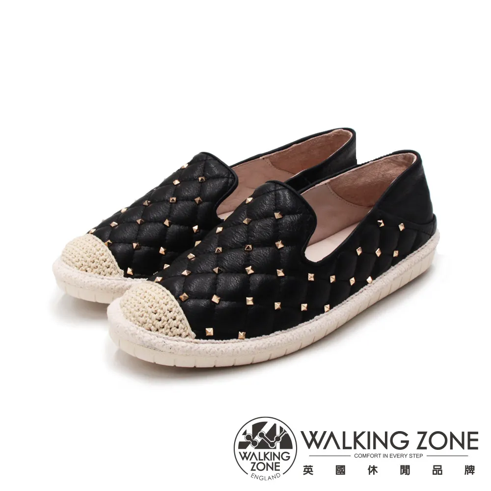 WALKING ZONE(女) 編織鉚釘舒適休閒鞋 女鞋-白(另有黑) 歷史價格詳細信息
