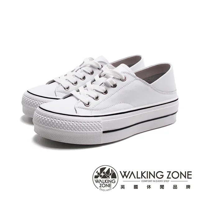 WALKING ZONE(女)厚底增高休閒鞋 女鞋－白(另有黑) 歷史價格詳細信息