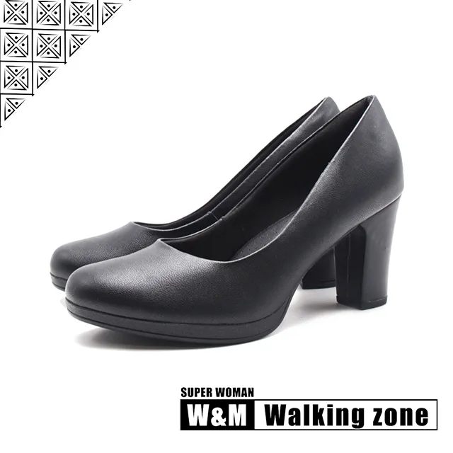 WALKING ZONE SUPER WOMAN系列 素面商務高跟鞋 女鞋－黑 歷史價格詳細信息