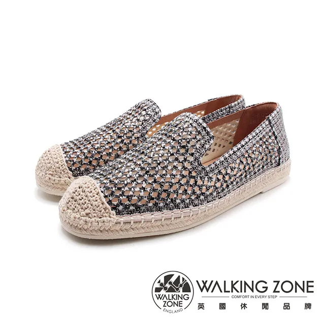 WALKING ZONE(女)日系麻線編織休閒鞋 女鞋－米黑色(另有米金色) 歷史價格詳細信息