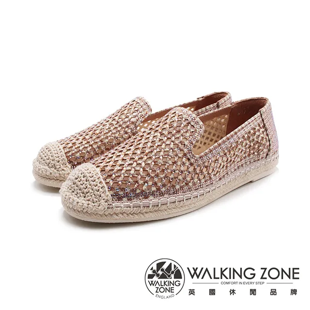 WALKING ZONE(女)日系麻線編織休閒鞋 女鞋－米黑色(另有米金色) 歷史價格詳細信息