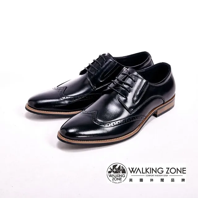 WALKING ZONE 工藝車縫木頭跟綁帶男皮鞋-黑(另有棕) 歷史價格詳細信息
