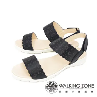 WALKING ZONE(女)淑女縷空黏釦帶 止滑休閒涼鞋 女鞋-橘(另有藍) 歷史價格詳細信息